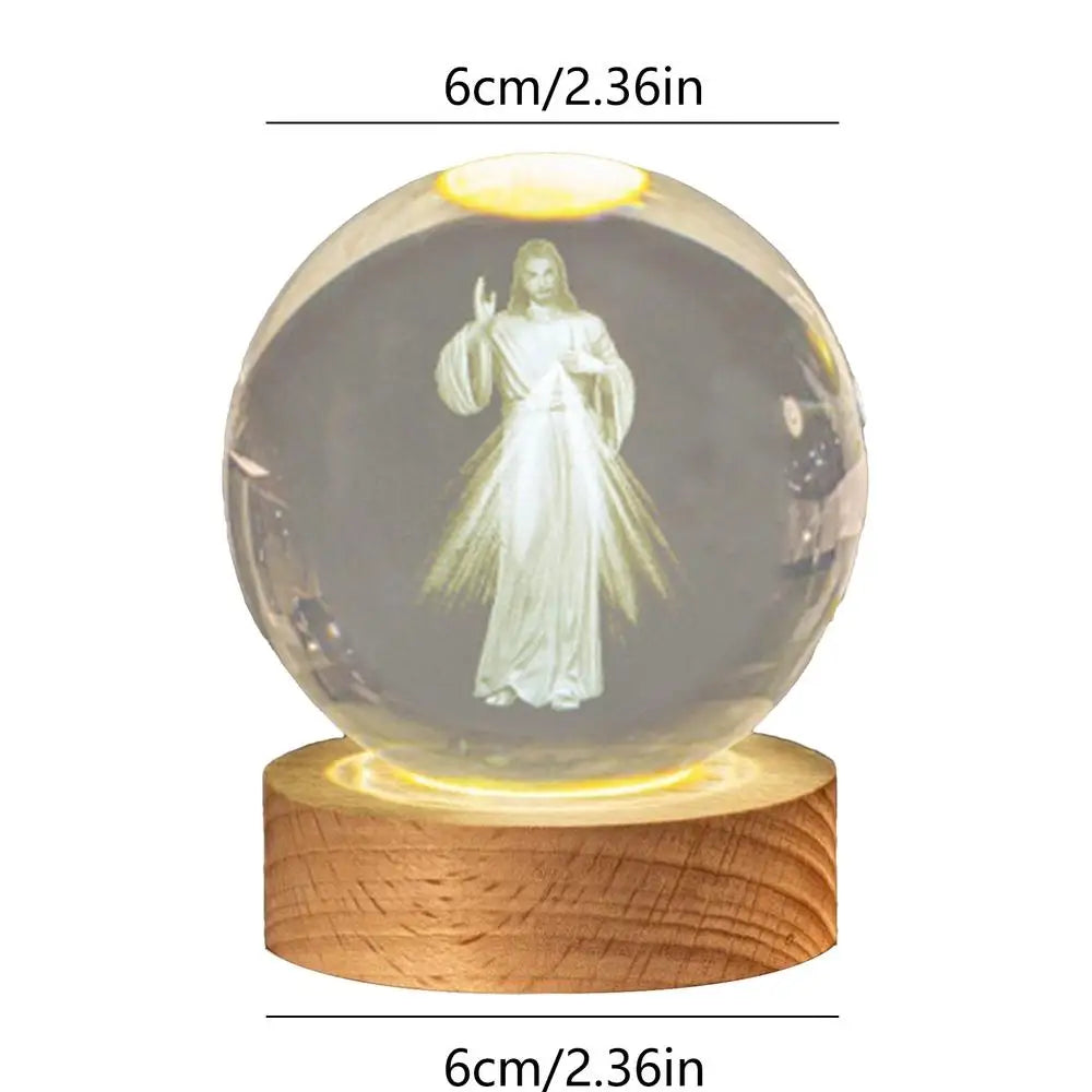 Christmas Crystal Ball Night Light 3D Crystal Sphere With LED Light USB Powered Lamp For Bedroom Desk Ornament Christian Decor