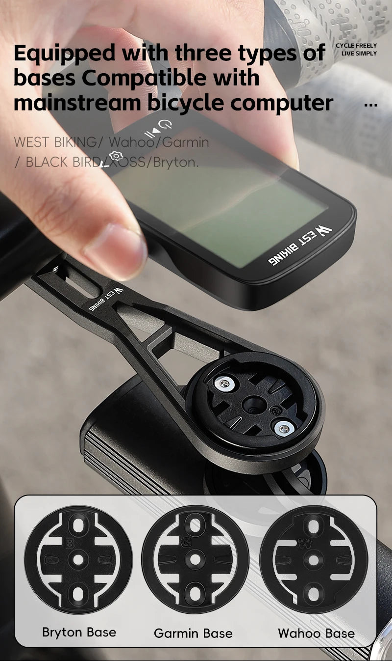 WEST BIKING Cycling Computer Holder For Garmin/Bryton/Wahoo Speedometer Bike Lights&Camera Mount MTB Road Bicycle Accessories