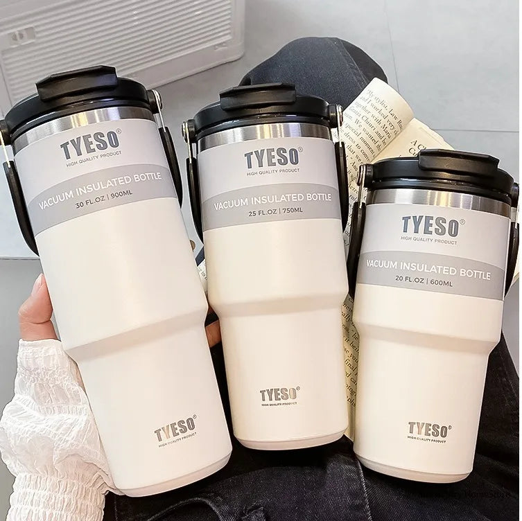 TYESO Stainless Steel Double-layer Coffee Cup Cold And Hot Car Mug Vacuum Flask Travel Thermos Bottle Portable Car Water Bottle