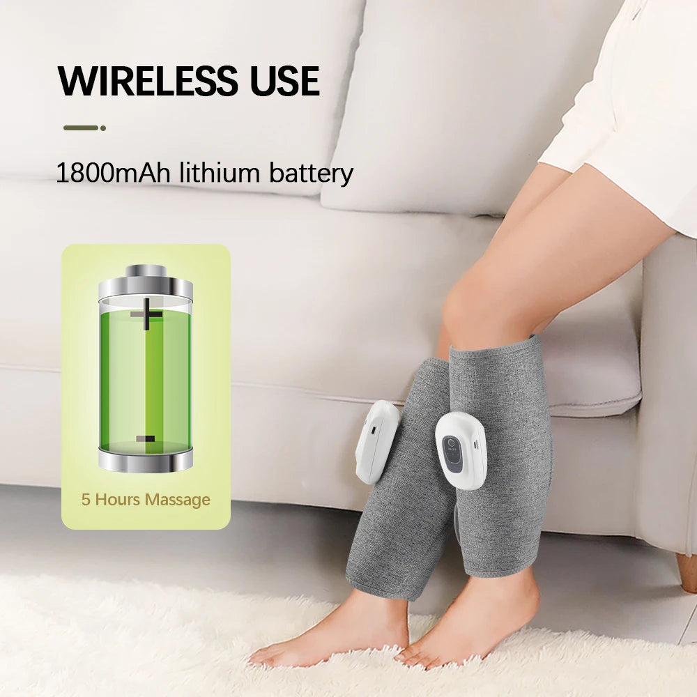 Electric 360° Air Pressure Calf Massager Wireless Leg Massage 3 Mode Airbag Compression Relax Foot Calf Muscle Blood Circulation