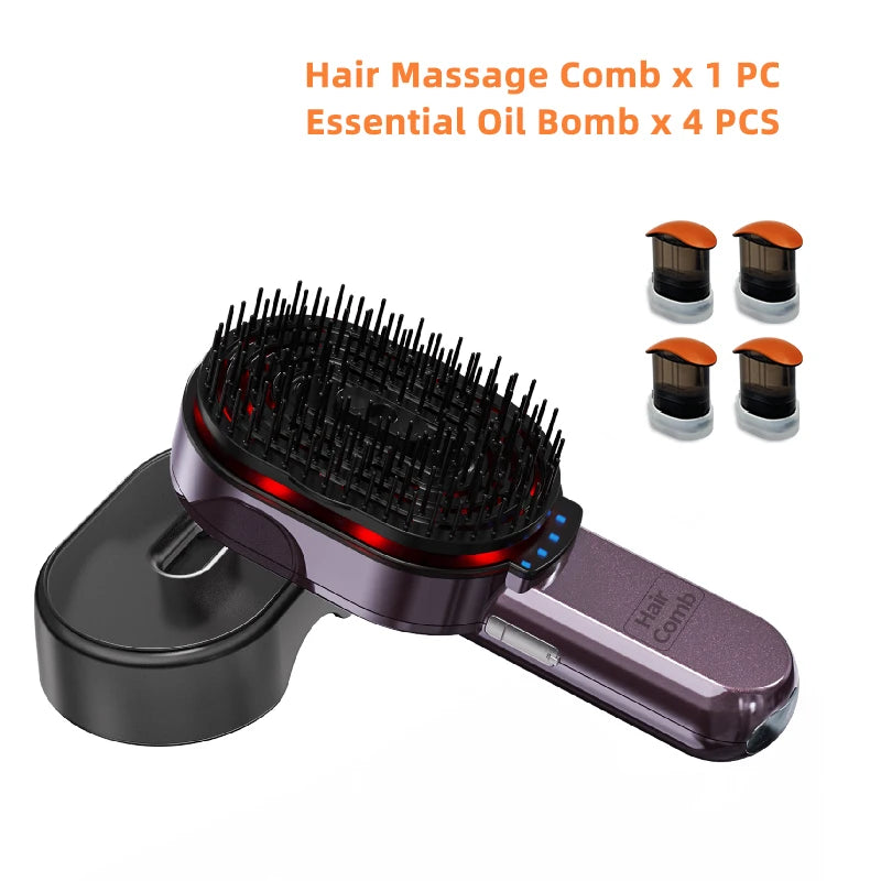 4in1 NIR Massage Comb Essential Hair Oil Applicator Bomb Included Head Spa Relaxation Treatment Plasma Photon Hair Comb Massager