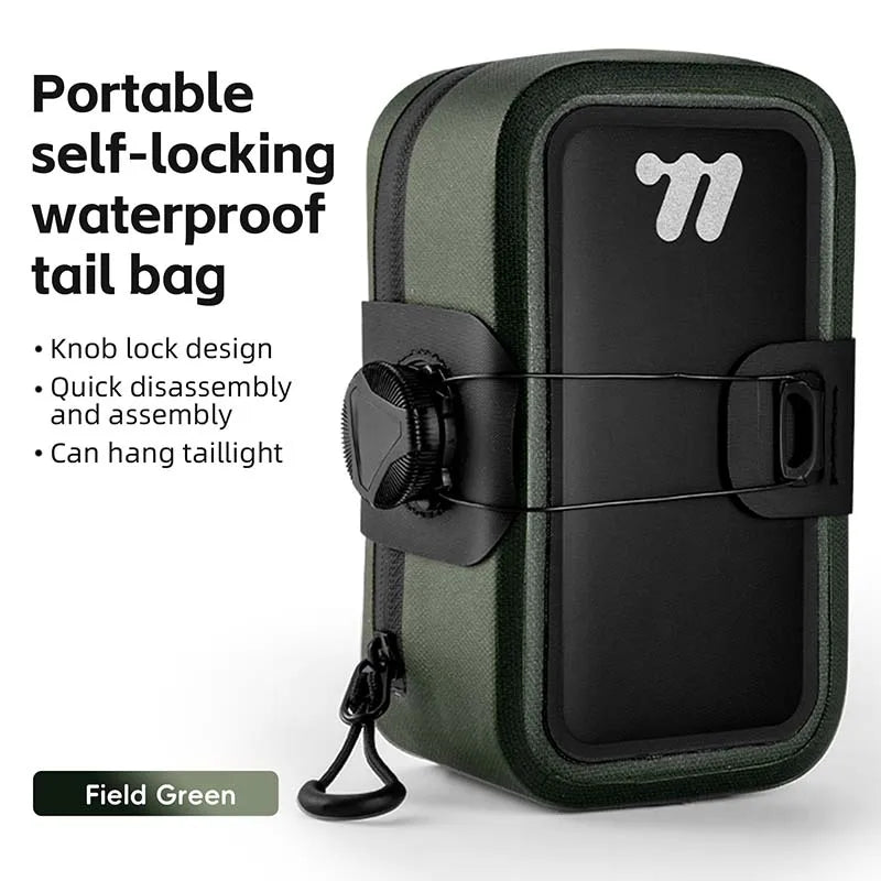 WEST BIKING Bicycle Saddle Bag 600D TPU Seamless Waterproof Wear-Resistant Rotating Lacing Buckle Mini Saddlebag Bike Accessory