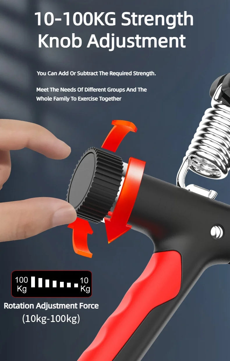 10-100KG Electronic Smart Counting Hand Grip Adjustment Exercise Power Strengthening Pliers Spring Finger Pinch Wrist Training