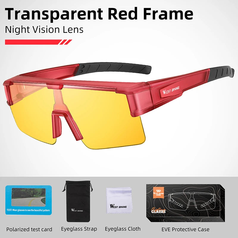 WEST BIKING Cycling Glasses Photochromic MTB Road Bike Glasses UV400 Protection Sunglasses Sport Polarized Eyewear Goggles