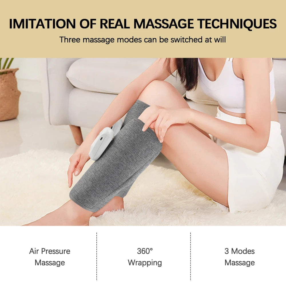 Electric 360° Air Pressure Calf Massager Wireless Leg Massage 3 Mode Airbag Compression Relax Foot Calf Muscle Blood Circulation