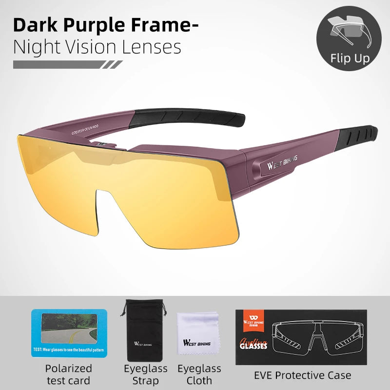 WEST BIKING Photochromic Cycling Glasses Sports Sunglasses Men Fit Over Myopia MTB Road Cycling Eyewear Fishing Driving Goggles