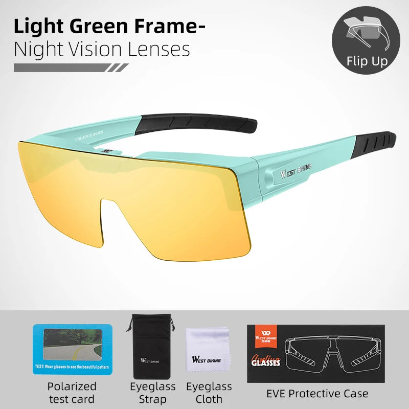 WEST BIKING Photochromic Cycling Glasses Sports Sunglasses Men Fit Over Myopia MTB Road Cycling Eyewear Fishing Driving Goggles