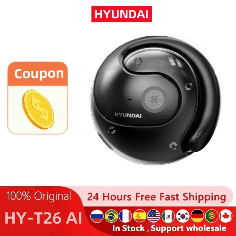 AI Real Time Translator HYUNDAI HY-T26 PRO Earbuds 98% Accuracy Wireless BT Translation Earphones for Travel Business Learning