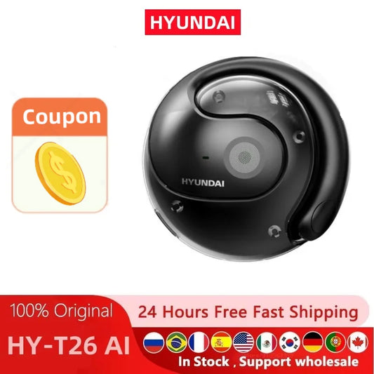 AI Real Time Translator HYUNDAI HY-T26 PRO Earbuds 98% Accuracy Wireless BT Translation Earphones for Travel Business Learning