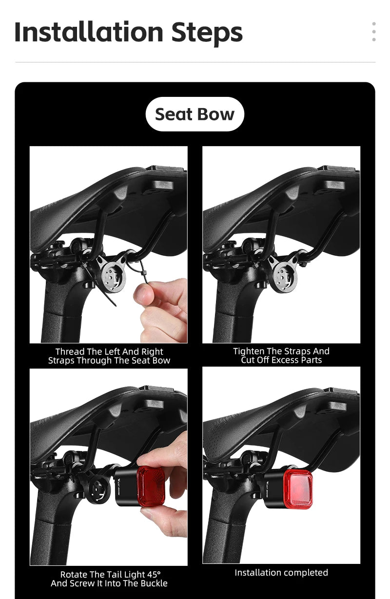 WEST BIKING Bicycle Rear Light Brake Sensing Digital Power Display Auto Start/Stop Long Endurance Taillight Cycling Accessories