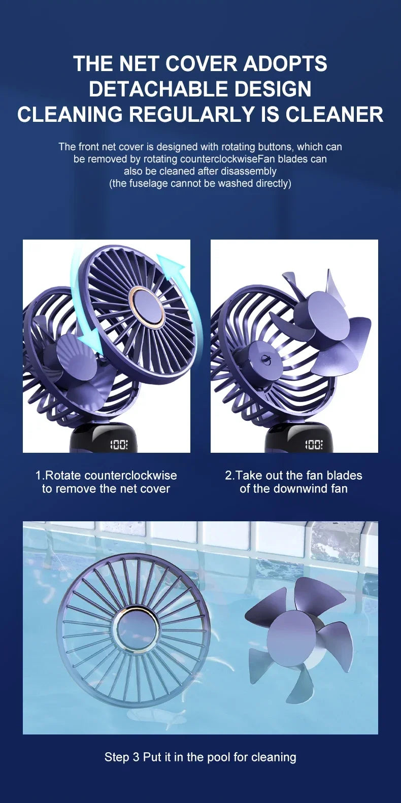 Handheld Mini USB Rechargeable Fan Foldable Portable Neck Hanging Fans 5 Speed with Phone Stand and Display Screen 1800mAh
