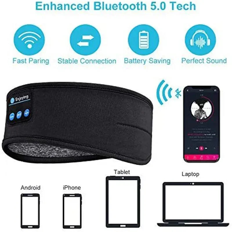 Phone Bluetooth Earphones Sports Sleeping Headband Elastic Wireless Headphones Music Eye Mask Wireless Bluetooth Headset Headband