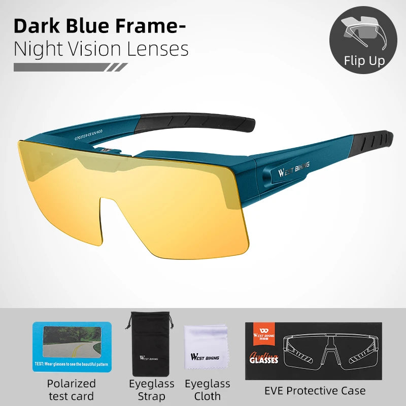 WEST BIKING Photochromic Cycling Glasses Sports Sunglasses Men Fit Over Myopia MTB Road Cycling Eyewear Fishing Driving Goggles