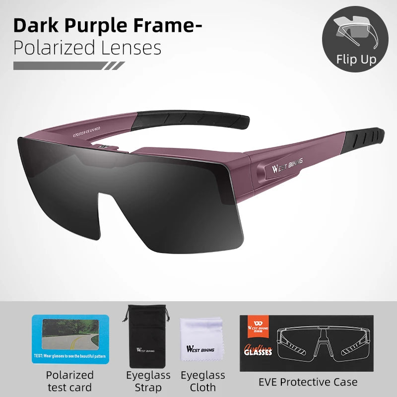 WEST BIKING Photochromic Cycling Glasses Sports Sunglasses Men Fit Over Myopia MTB Road Cycling Eyewear Fishing Driving Goggles