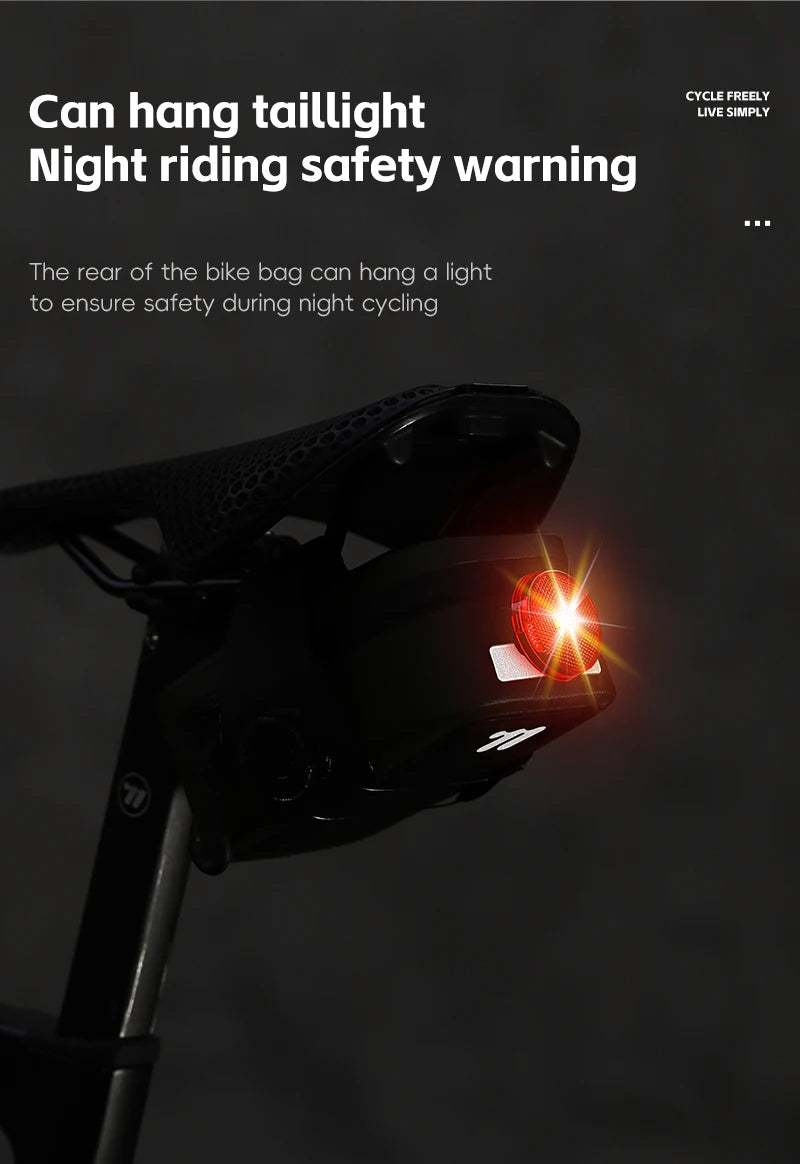 WEST BIKING Bicycle Saddle Bag 600D TPU Seamless Waterproof Wear-Resistant Rotating Lacing Buckle Mini Saddlebag Bike Accessory