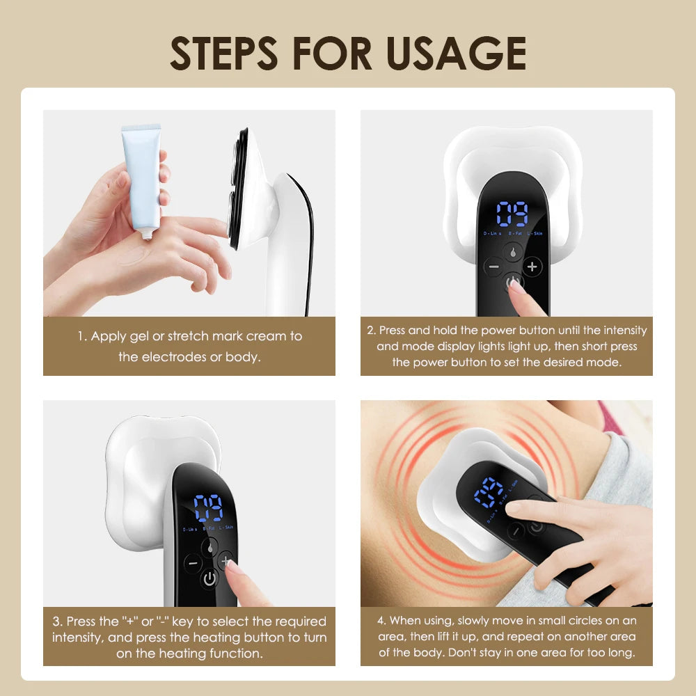 Electric Fat Remover Body Massager for Belly Waist Arm Leg Butt Cordless Body Sculpting Machine Lifting Tightening USB Charging