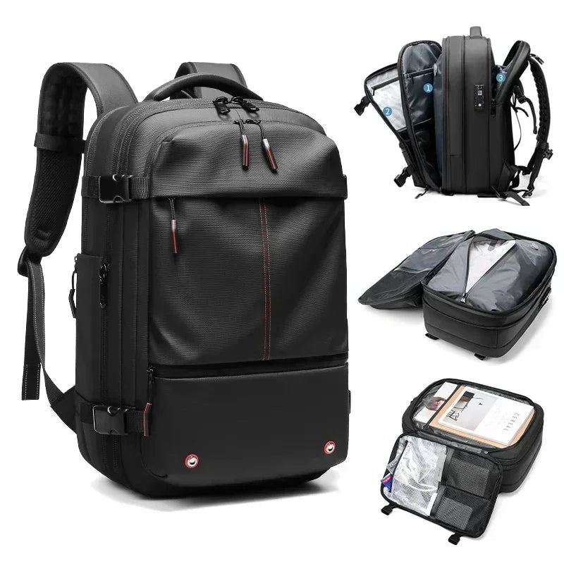 Travel Men 17 Inch Laptop Backpack Vacuum Compression Backpack Business Large Capacity School Backpack Expand Outdoor