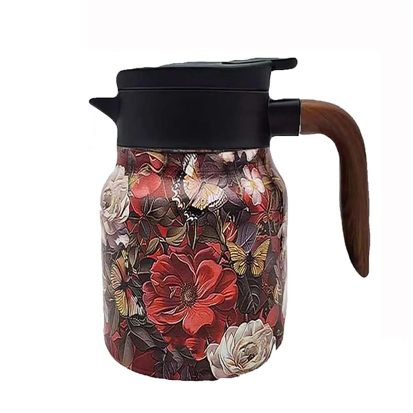 Vintage Floral Pattern Tea Thermos – Built-In Infuser 800/1000ml Floral Tea Kettle Stewed Teapot Tea Separation Water Bottle
