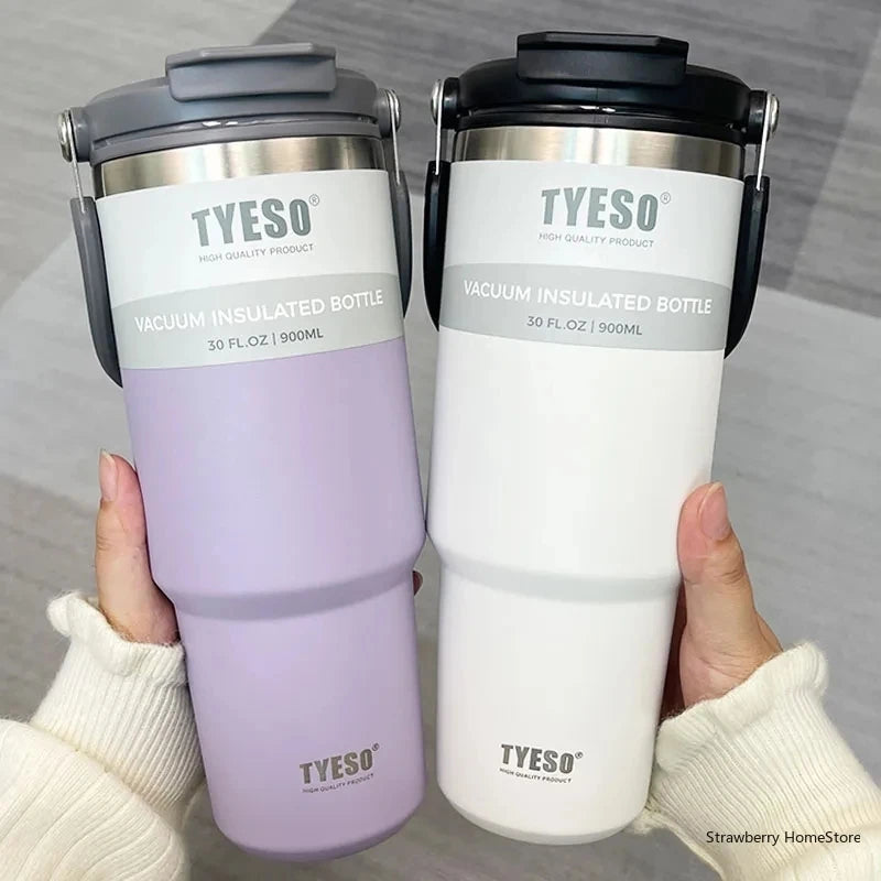 TYESO Stainless Steel Double-layer Coffee Cup Cold And Hot Car Mug Vacuum Flask Travel Thermos Bottle Portable Car Water Bottle