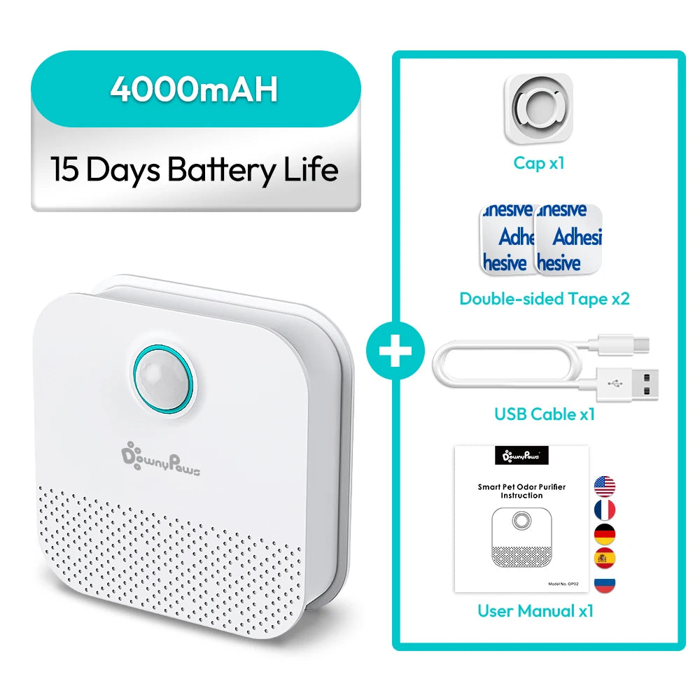 DownyPaws 4000mAh Smart Cat Odour Purifier For Cat Litter Box Deodorizer Pet Toilet Air Purifier Dog Cat Litter Deodorant