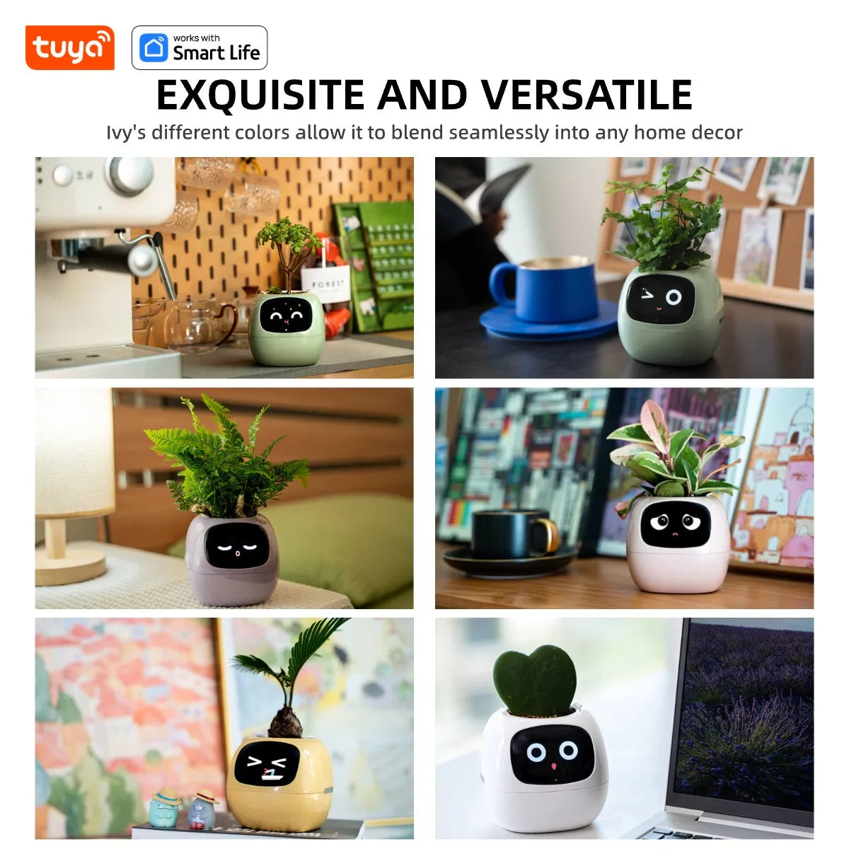 Smart Planter Tuya Ivy Endless Fun Over 49 Rich Expressions,7 smart sensors,AI Chips Make Raising Plants Easy and Fun
