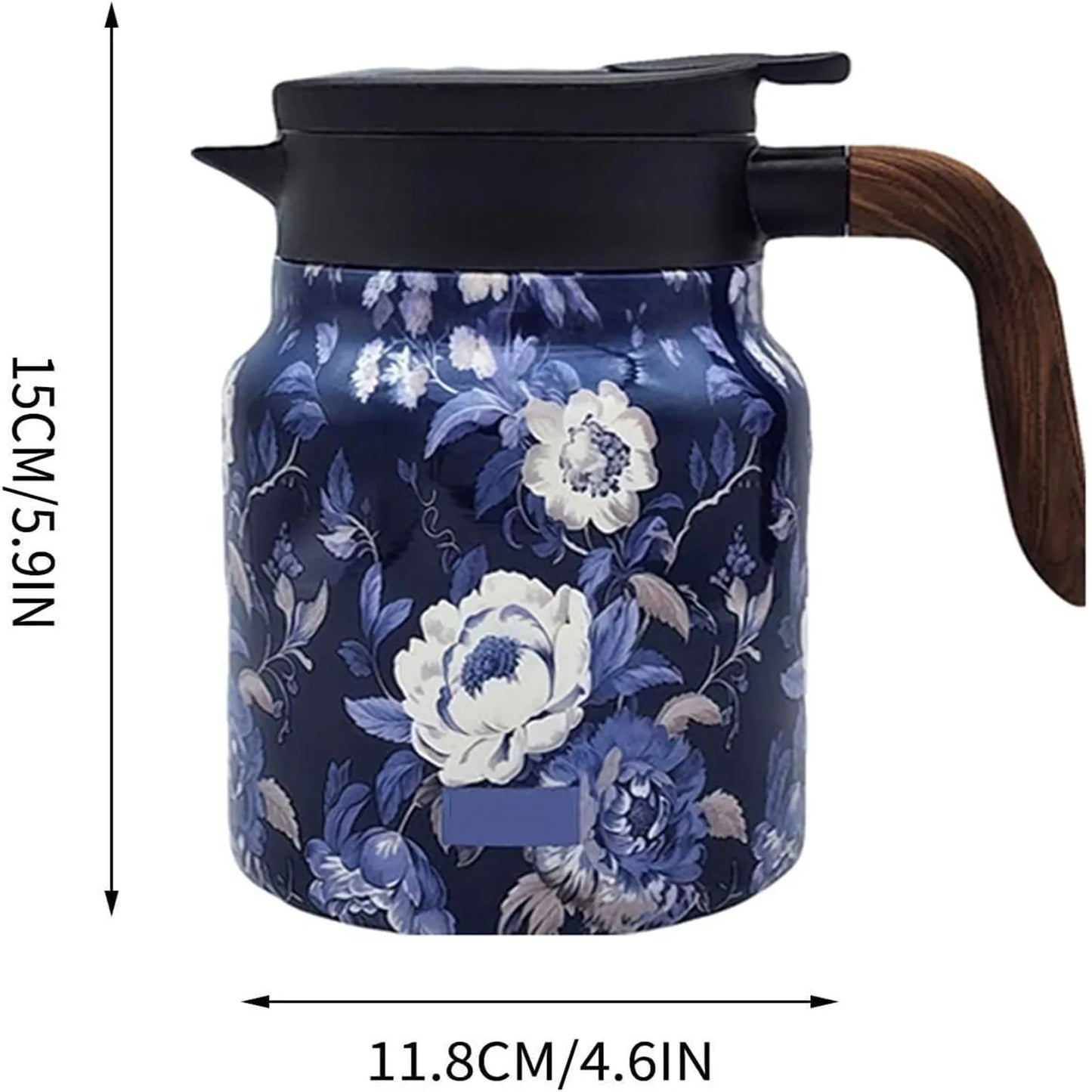 Vintage Floral Pattern Tea Thermos – Built-In Infuser 800/1000ml Floral Tea Kettle Stewed Teapot Tea Separation Water Bottle