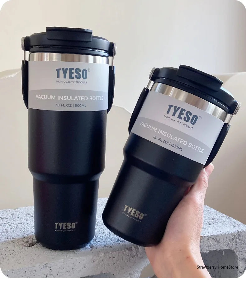 TYESO Stainless Steel Double-layer Coffee Cup Cold And Hot Car Mug Vacuum Flask Travel Thermos Bottle Portable Car Water Bottle