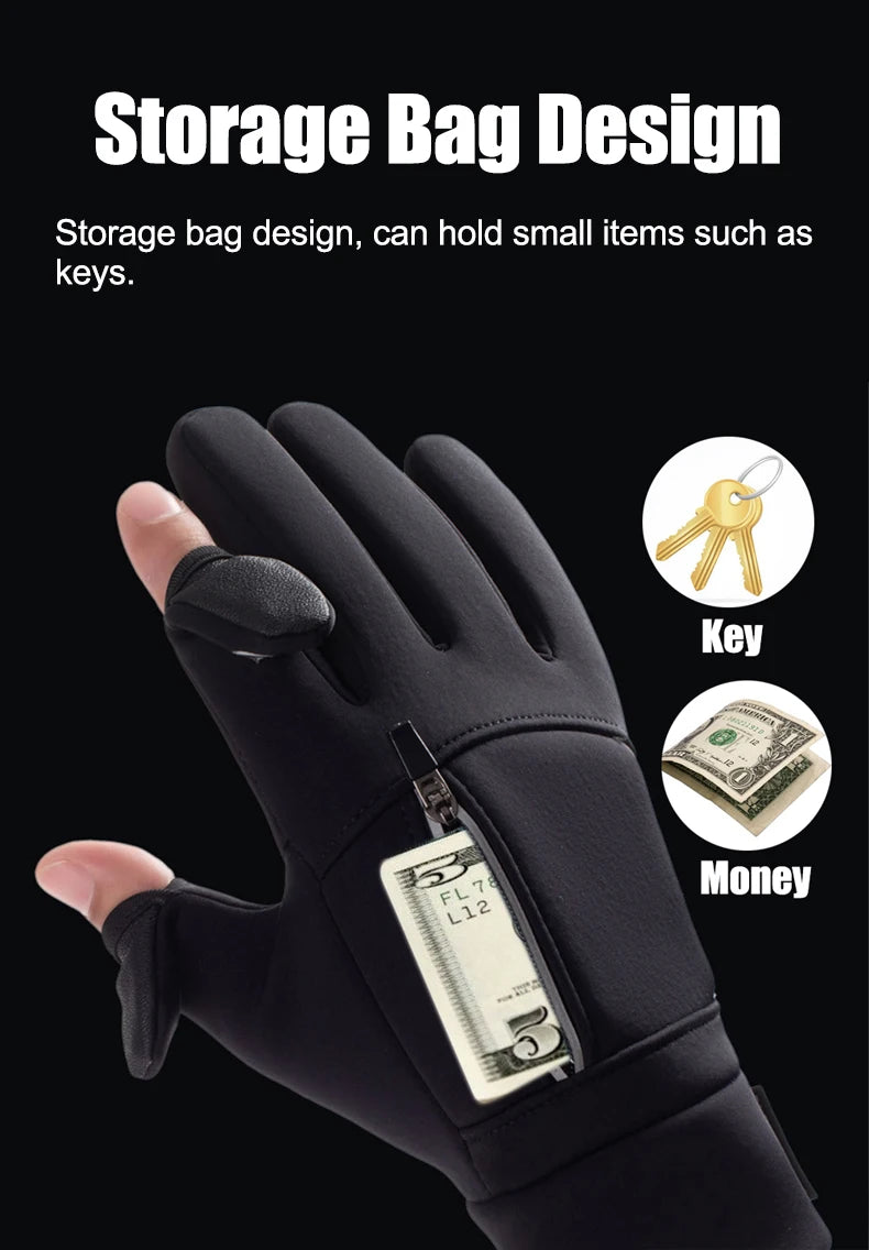 Winter Warm Touch Screen Gloves Outdoor Windproof Waterproof Cold-proof Gloves Men Driving Cycling Fishing Ski Gloves