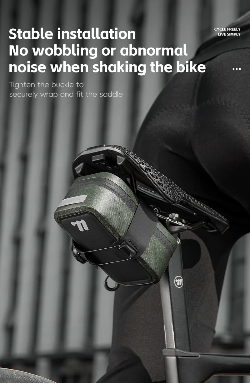 WEST BIKING Bicycle Saddle Bag 600D TPU Seamless Waterproof Wear-Resistant Rotating Lacing Buckle Mini Saddlebag Bike Accessory