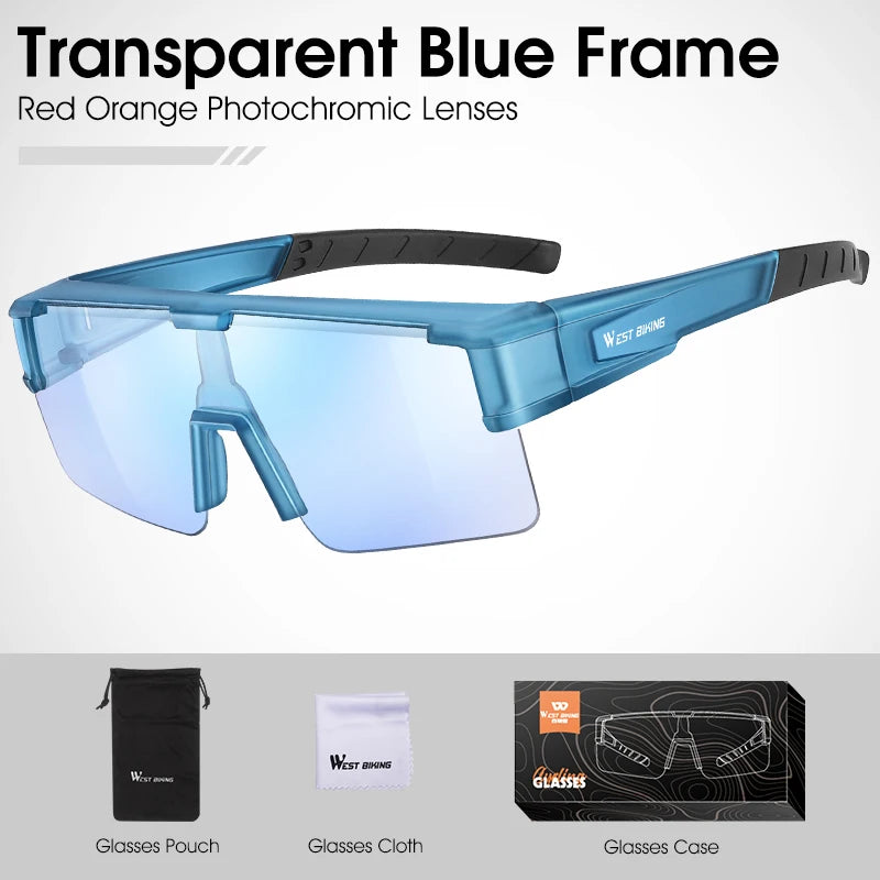 WEST BIKING Cycling Glasses Photochromic MTB Road Bike Glasses UV400 Protection Sunglasses Sport Polarized Eyewear Goggles