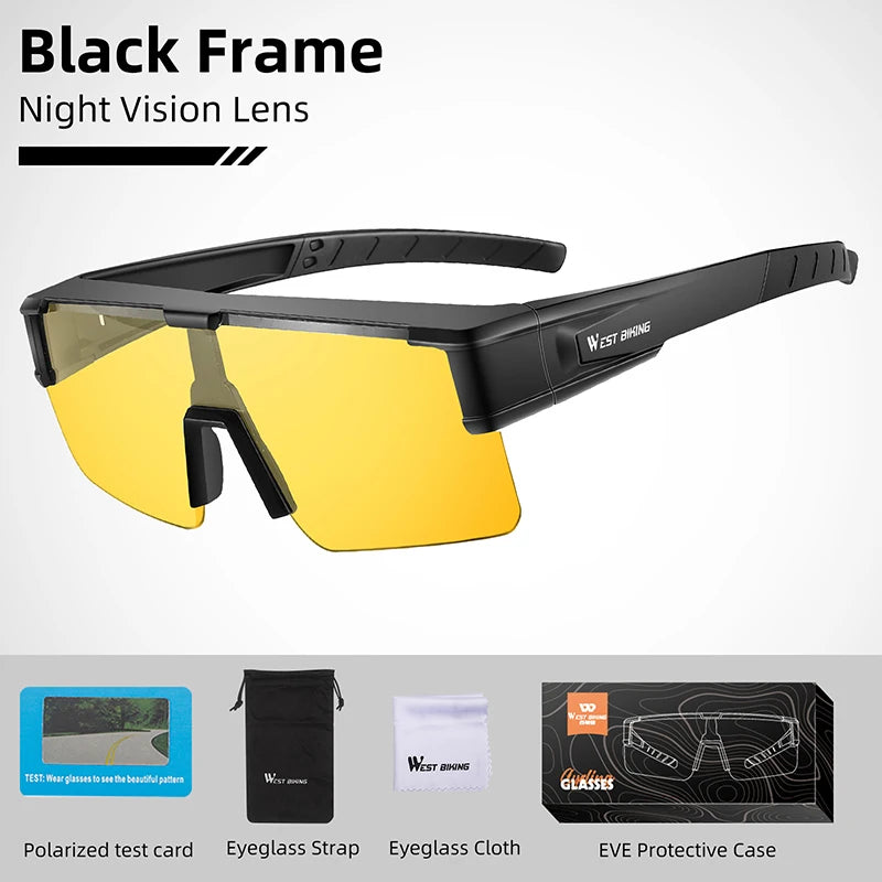 WEST BIKING Cycling Glasses Photochromic MTB Road Bike Glasses UV400 Protection Sunglasses Sport Polarized Eyewear Goggles