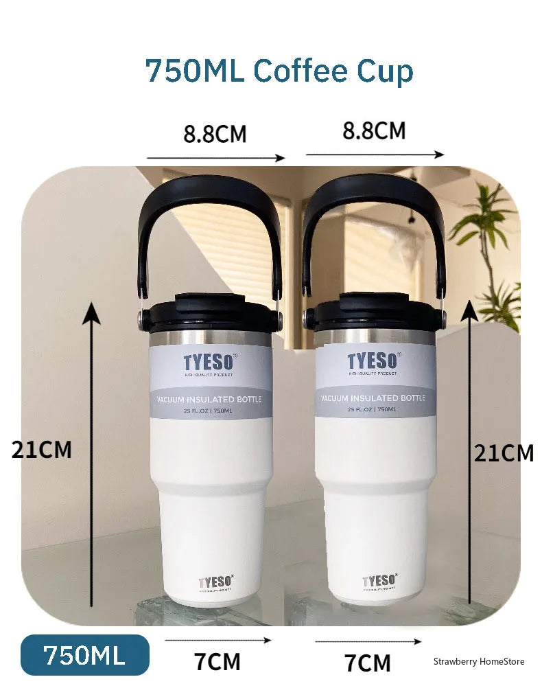 TYESO Stainless Steel Double-layer Coffee Cup Cold And Hot Car Mug Vacuum Flask Travel Thermos Bottle Portable Car Water Bottle