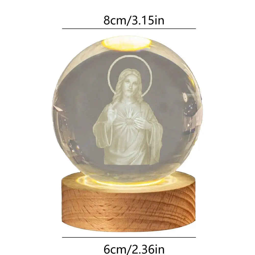 Christmas Crystal Ball Night Light 3D Crystal Sphere With LED Light USB Powered Lamp For Bedroom Desk Ornament Christian Decor