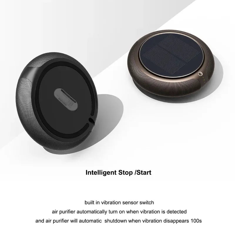 New Air Purifier Solar Charging Car Ionizer HEPA Filter Ion Deodorant Air Fresh Usb Ozone Generator Vehicle Electric Home Gift