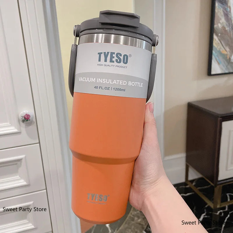 TYESO Stainless Steel Double-layer Coffee Cup Cold And Hot Car Mug Vacuum Flask Travel Thermos Bottle Portable Car Water Bottle