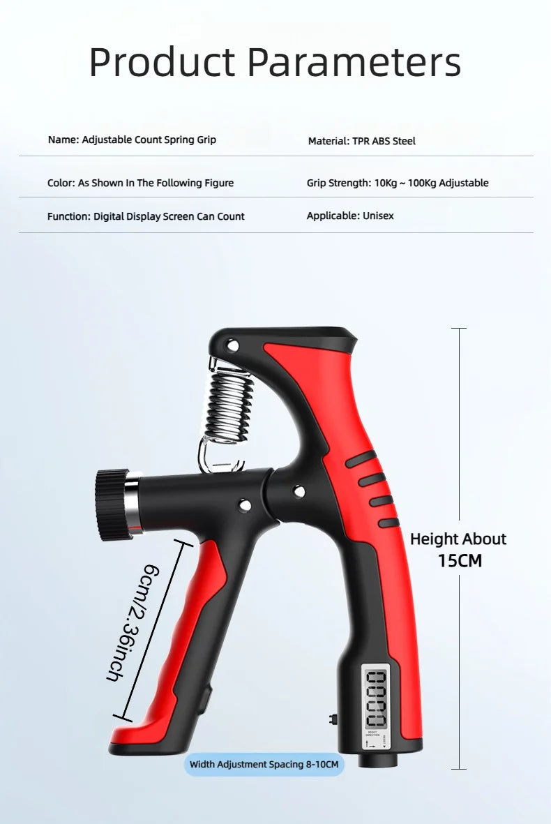 10-100KG Electronic Smart Counting Hand Grip Adjustment Exercise Power Strengthening Pliers Spring Finger Pinch Wrist Training