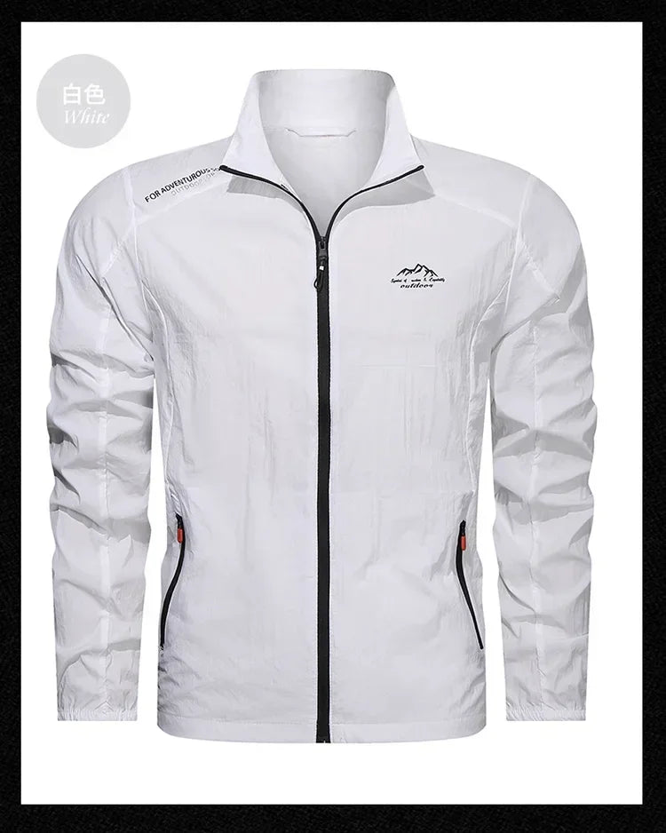 Men Summer Windbreaker Zip Pockets Uv Sun Protection Jackets Breathable Ultra-light Working Clothes Outdoor Skin Thin Coats Camp