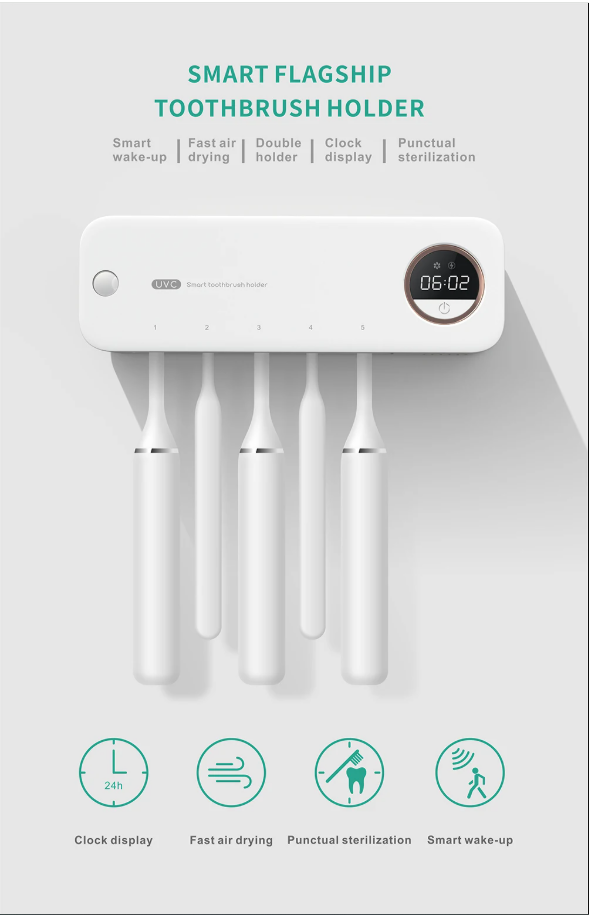 New Xiaomi UV Toothbrush Razor Storage Sterilizer LED Display Rechargeable Tooth Brush Holder Wall-Mount Bathroom Accessories