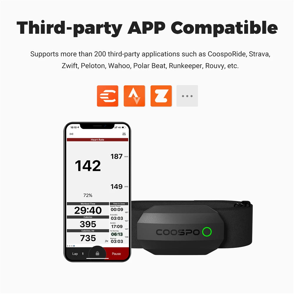 COOSPO Heart Rate Sensor With Chest Strap Dual Mode ANT Bluetooth H808S Cycling Computer for Wahoo Garmin Zwift Sports Monitor