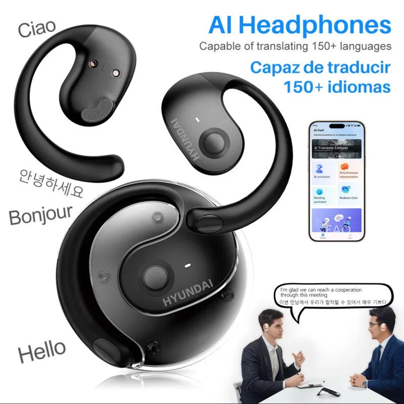 AI Real Time Translator HYUNDAI HY-T26 PRO Earbuds 98% Accuracy Wireless BT Translation Earphones for Travel Business Learning