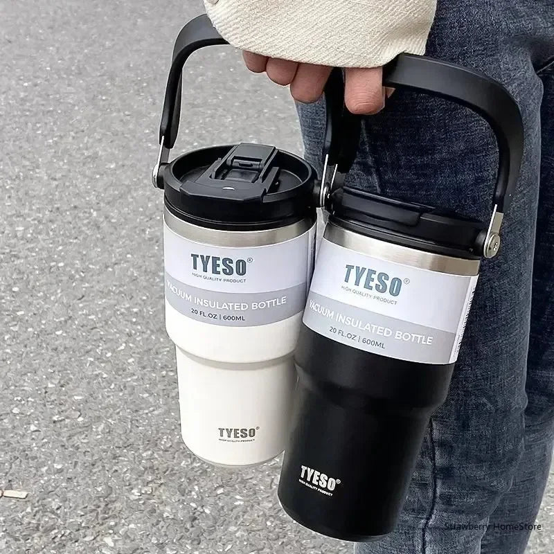 TYESO Stainless Steel Double-layer Coffee Cup Cold And Hot Car Mug Vacuum Flask Travel Thermos Bottle Portable Car Water Bottle