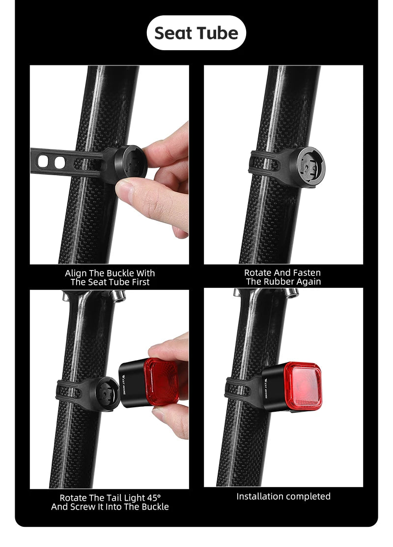 WEST BIKING Bicycle Rear Light Brake Sensing Digital Power Display Auto Start/Stop Long Endurance Taillight Cycling Accessories