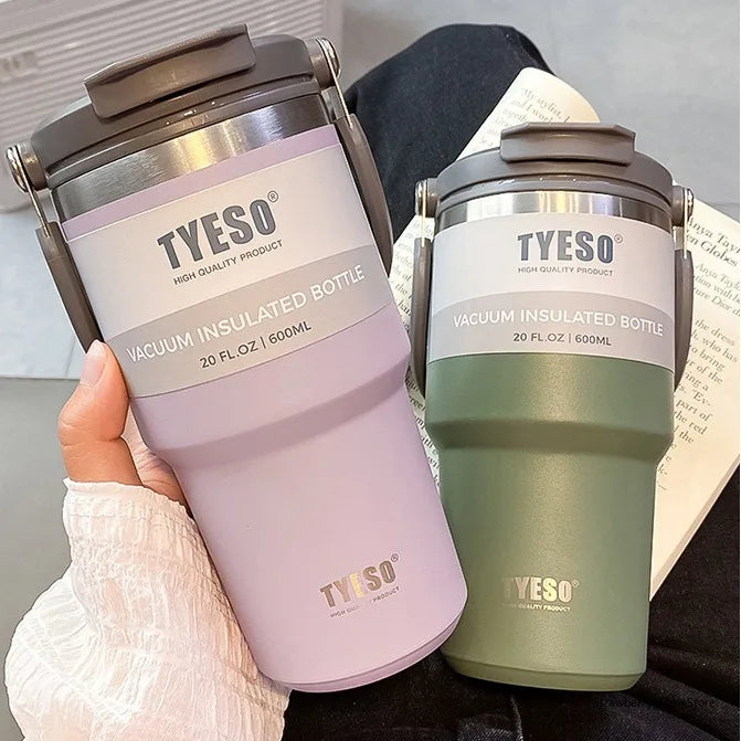 TYESO Stainless Steel Double-layer Coffee Cup Cold And Hot Car Mug Vacuum Flask Travel Thermos Bottle Portable Car Water Bottle