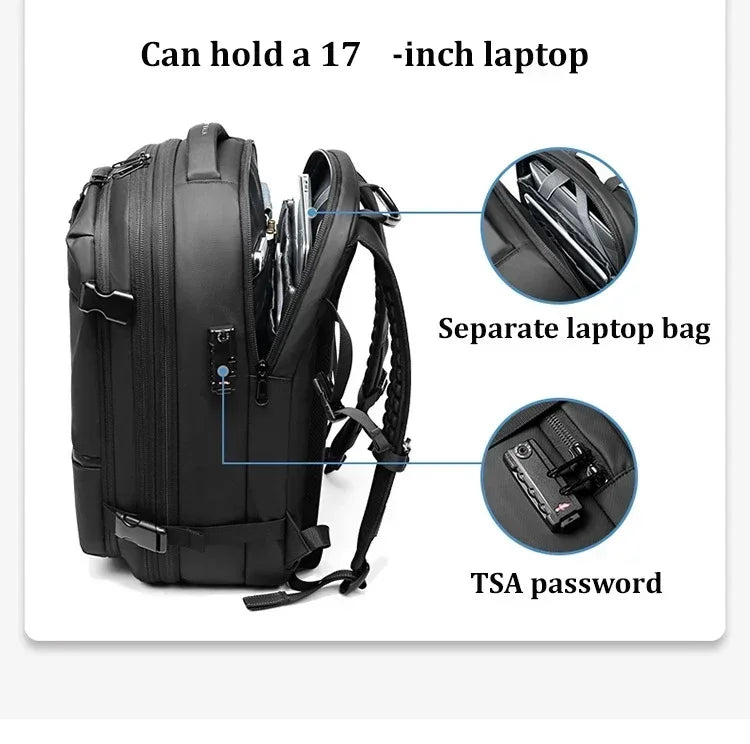 Travel Men 17 Inch Laptop Backpack Vacuum Compression Backpack Business Large Capacity School Backpack Expand Outdoor