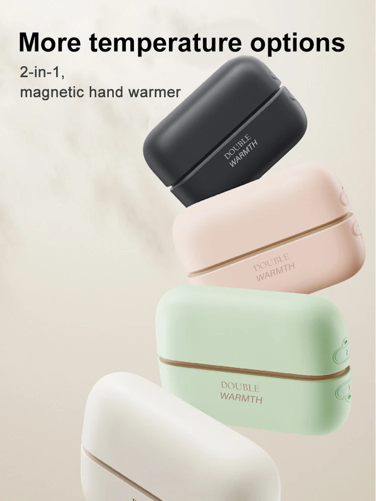 2in1 Magnetic Rechargeable Hand Warmers Electric Portable Handwarmers Long Lasting Safe Heating Warmer PocketHeater WinterOutdoor