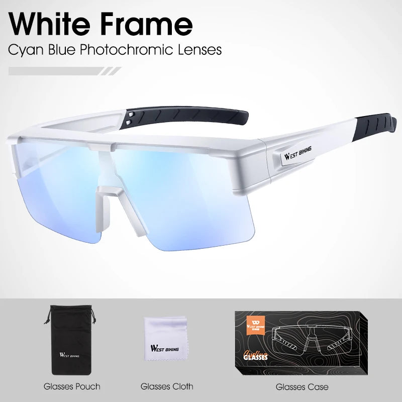 WEST BIKING Cycling Glasses Photochromic MTB Road Bike Glasses UV400 Protection Sunglasses Sport Polarized Eyewear Goggles