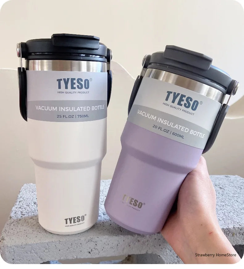 TYESO Stainless Steel Double-layer Coffee Cup Cold And Hot Car Mug Vacuum Flask Travel Thermos Bottle Portable Car Water Bottle