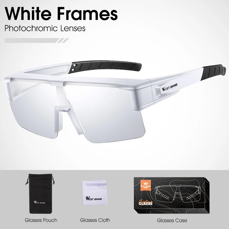 WEST BIKING Cycling Glasses Photochromic MTB Road Bike Glasses UV400 Protection Sunglasses Sport Polarized Eyewear Goggles