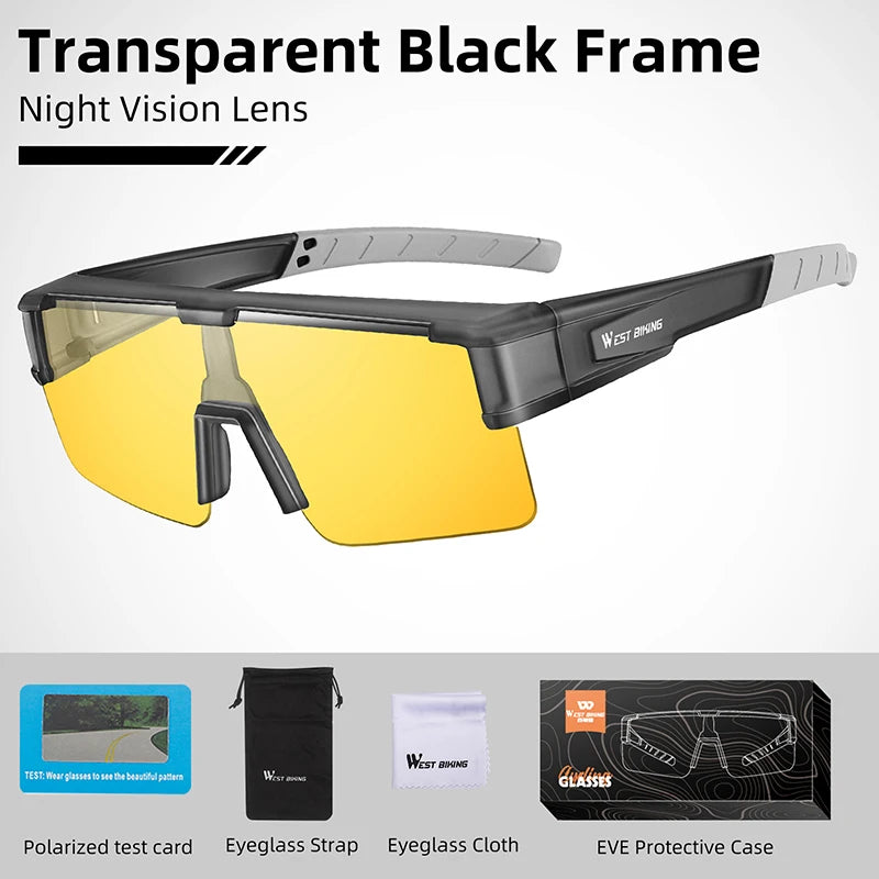 WEST BIKING Cycling Glasses Photochromic MTB Road Bike Glasses UV400 Protection Sunglasses Sport Polarized Eyewear Goggles