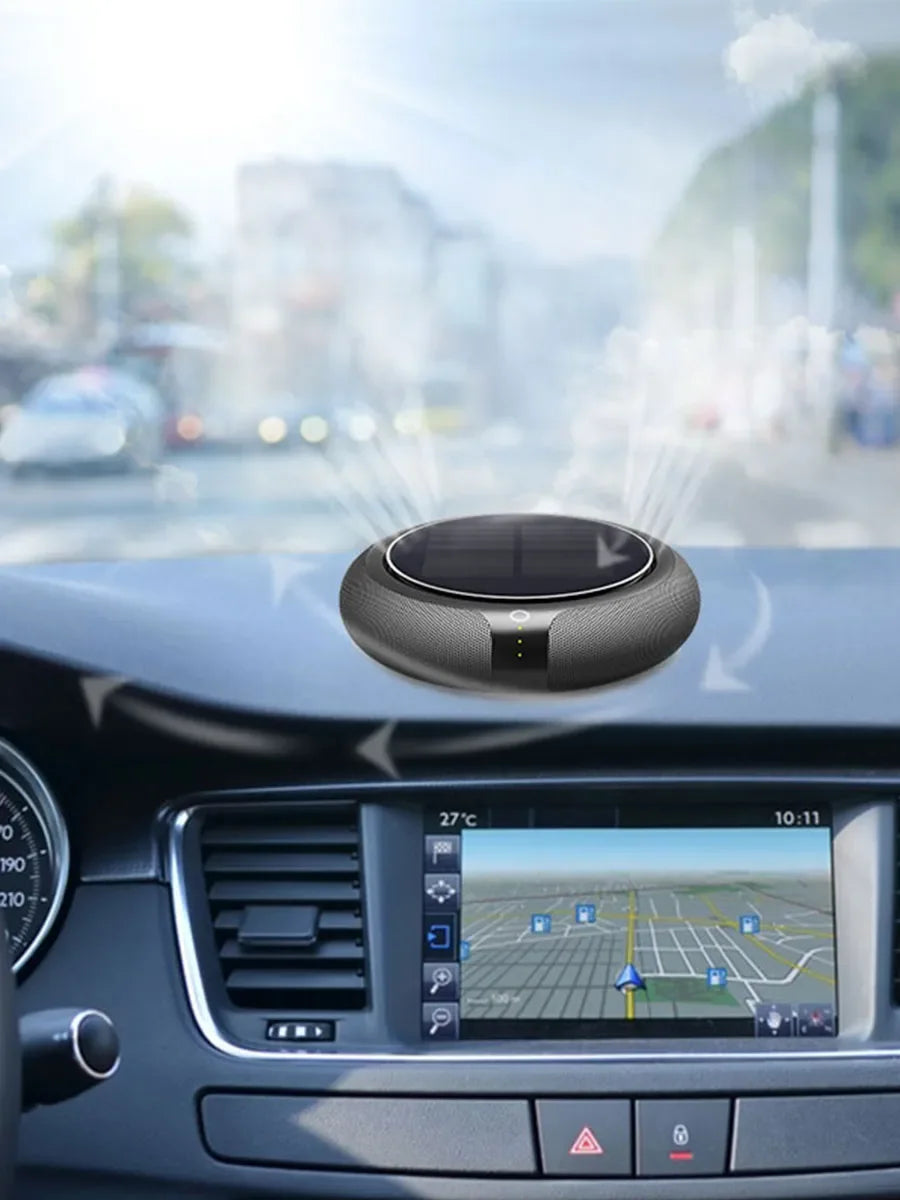 New Air Purifier Solar Charging Car Ionizer HEPA Filter Ion Deodorant Air Fresh Usb Ozone Generator Vehicle Electric Home Gift